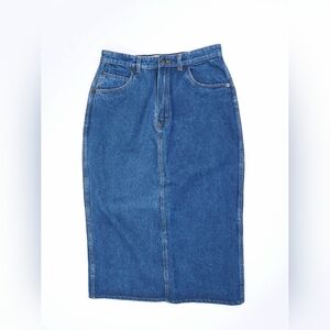 A'Milano Paris Milano New York 80s Vintage Mid Wash Blue Denim Midi Skirt